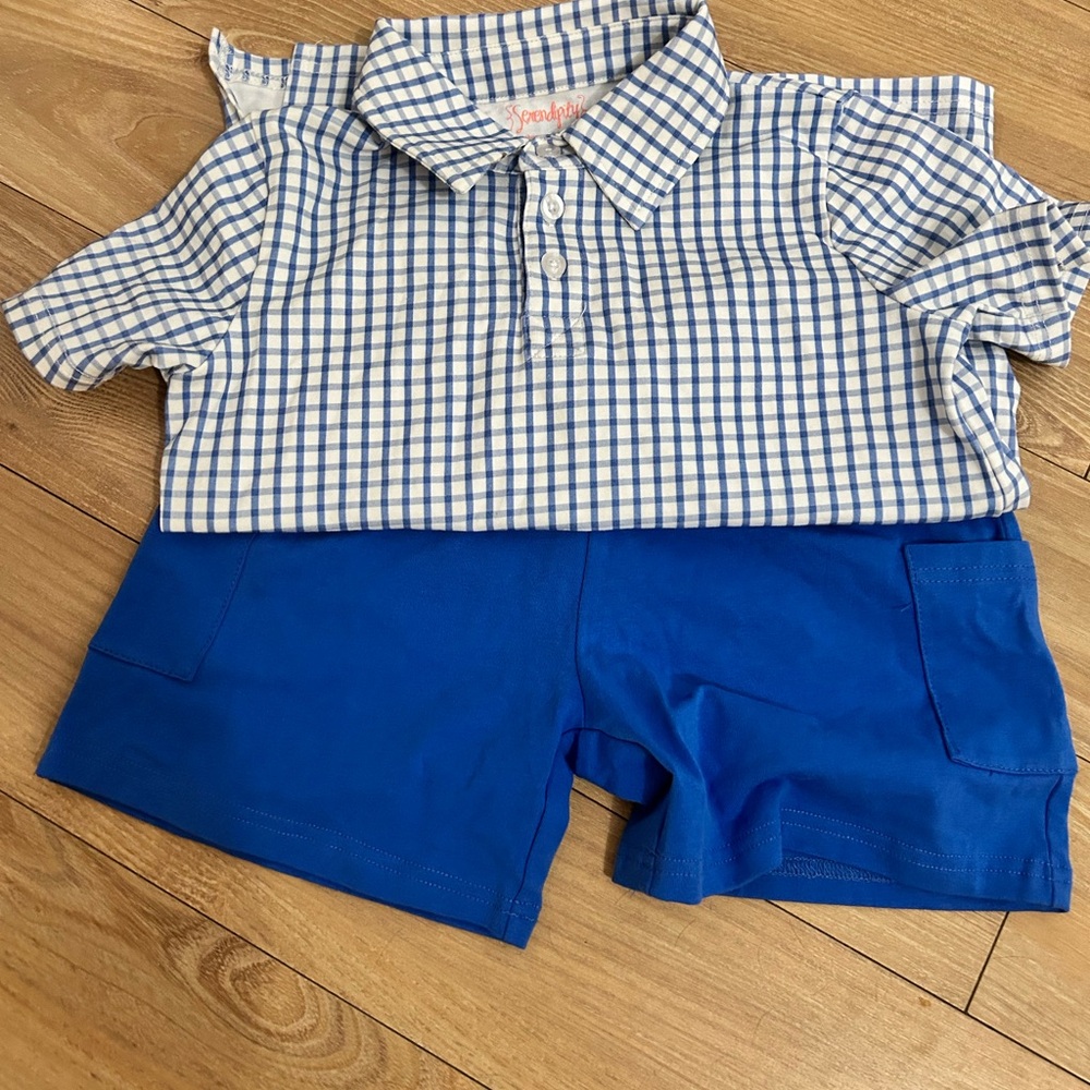 Kids Blue Checkered Button Down Shirt